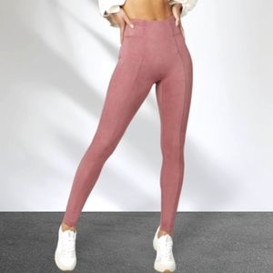 SPANXS Faux Suede High Waist Leggings Rich Rose Pink ~ NWT
